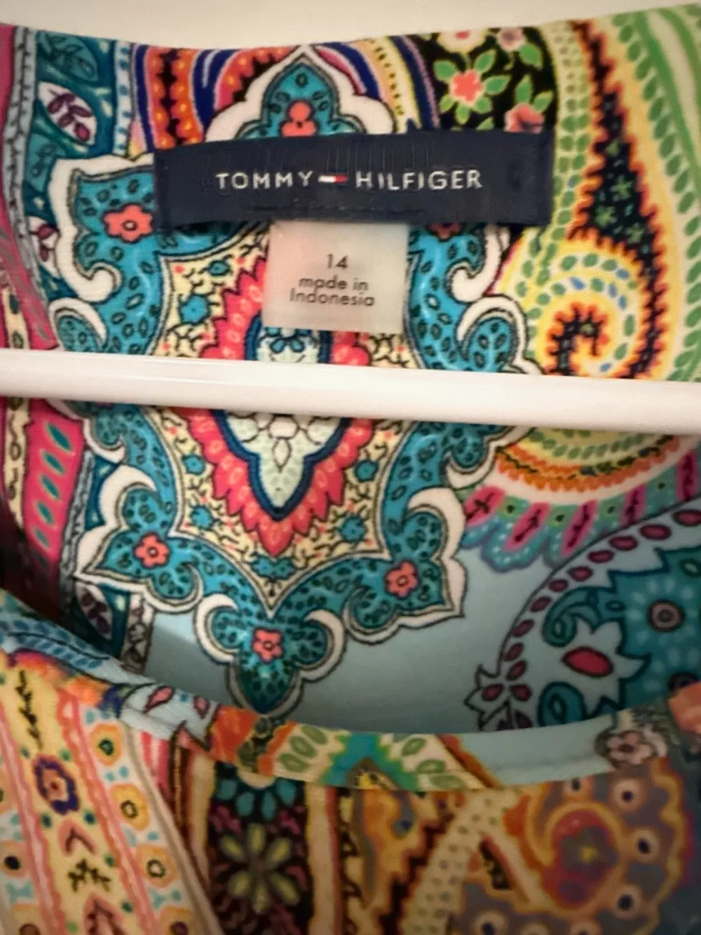 Tommy Hilfiger Multicolor Paisley Shift Dress - Blue, Pink, Green, Yellow - Picture 4 of 8